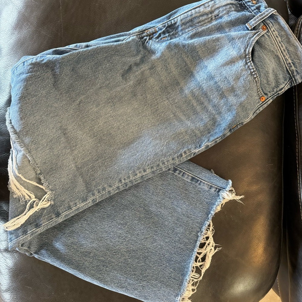 Madewell Classic Blue Distressed Wide Leg Women's Jeans